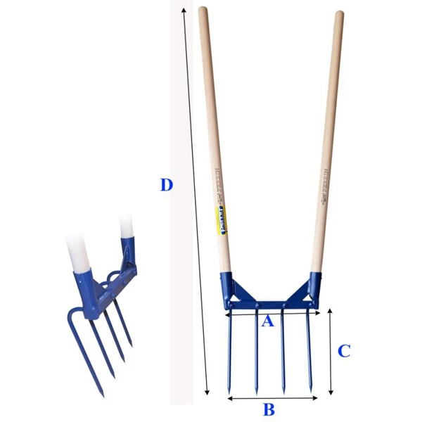 Aerogrif' Pour Jardinage Biologique - 4 Dents De 32 Cm Pour Aérer Le Sol - Perrin - 2 Manches De 110 Cm 2 Aerogrif' Pour Jardinage Biologique - 4 Dents De 32 Cm Pour Aérer Le Sol - Perrin - 2 Manches De 110 Cm – Image 2