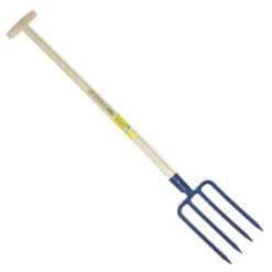 Fourche à Bêcher à Douille - 4 Dents Triangulaires 29 Cm - Perrin - Emmanché Béquille 80 Cm