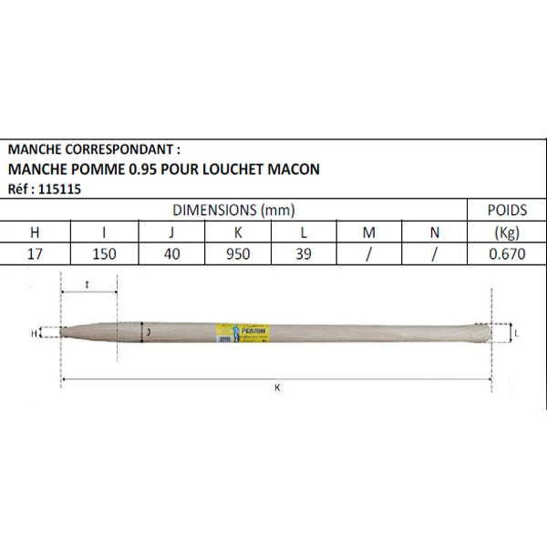 Louchet Pépiniériste Perrin Avec Bague 36 Cm En Acier Et Manche Pomme 2 Louchet Pépiniériste Perrin Avec Bague 36 Cm En Acier Et Manche Pomme – Image 2